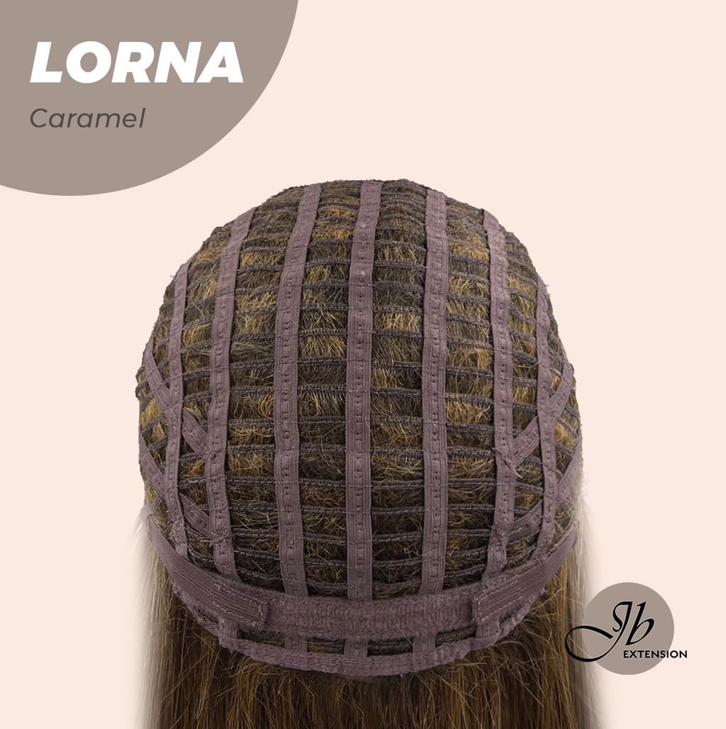 HOT OF SEASON -18 Inches Caramel Curly Women Fashion Full Machine Wig With Bangs LORNA CARAMEL【PLUS PERMATEASE】【BENDY EAR TABS】