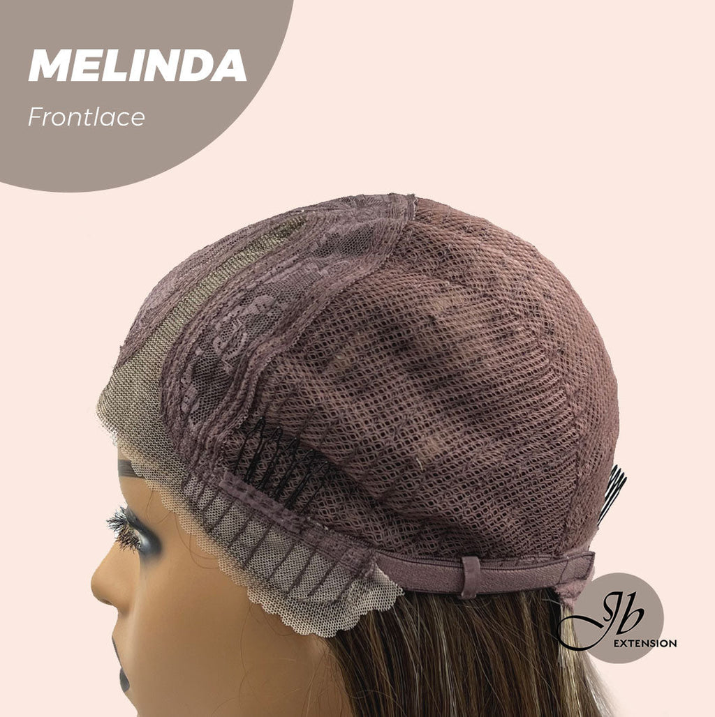 Nichole's Selection -  18 Inches Brown With Highlight Pre-Cut Frontlace Glueless Side Part Wig MELINDA