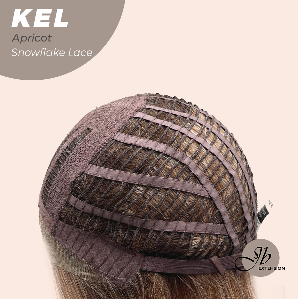 JBEXTENSION 22 Inches Apricot Pre-Cut Snowflake Lace Frontlace Glueless Wig KEL APRICOT【PERMATEASE】【BENDY EAR TABS】- M/L
