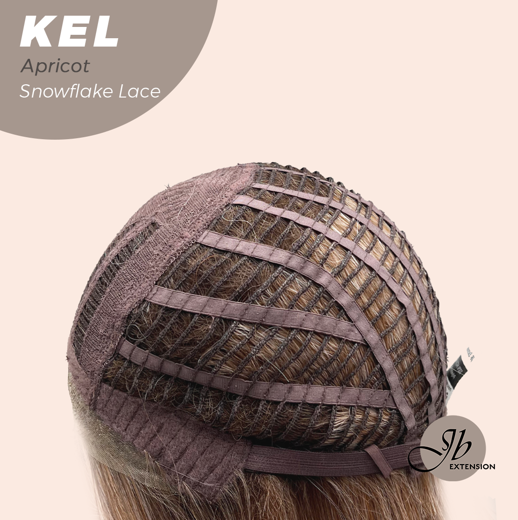 JBEXTENSION 22 Inches Apricot Pre-Cut Snowflake Lace Frontlace Glueless Wig KEL APRICOT【PERMATEASE】【BENDY EAR TABS】- M/L