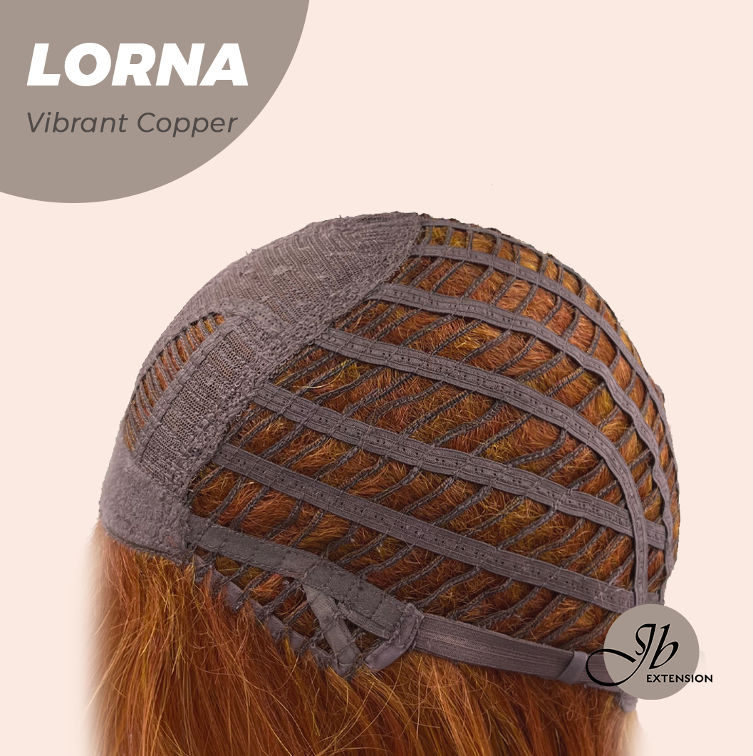 HOT OF SEASON - 18 Inches Vibrant Copper Curly Women Fashion Full Machine Wig With Bangs LORNA VIBRANT COPPER【PLUS PERMATEASE】【BENDY EAR TABS】