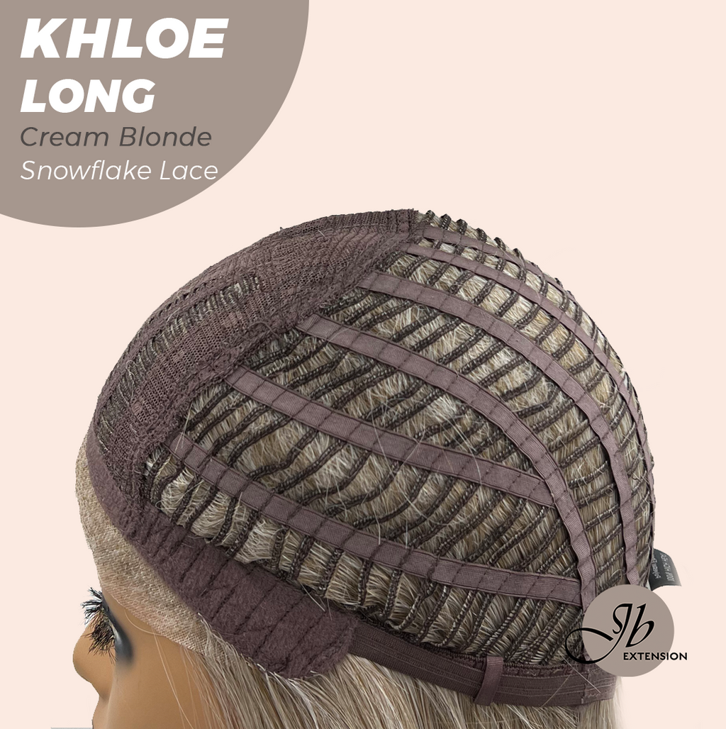 JBEXTENSION 18 Inches Cream Blonde Pre-Cut Snowflake Lace Frontlace Glueless Wig KHLOE LONG CREAM BLONDE【PERMATEASE】【BENDY EAR TABS】