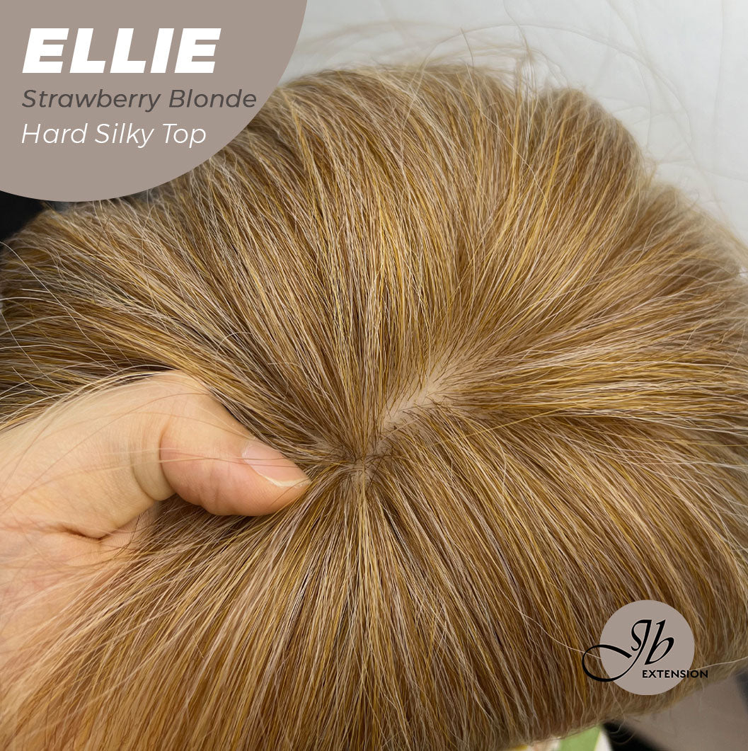JBEXTENSION 26 Inches Scalpiana Strawberry Blonde Wolf Cut 3.5X4 Hard Silky Top Natural Scalp Effect Wig With Bangs ELLIE STRAWBERRY BLONDE Silk Top