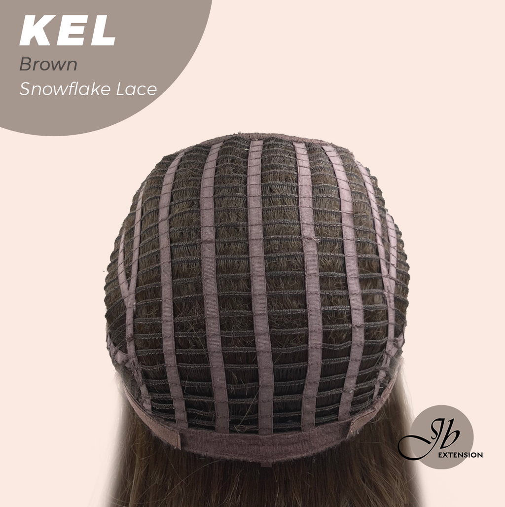 JBEXTENSION 22 Inches Brown Pre-Cut Snowflake Lace Frontlace Glueless Wig KEL BROWN【PERMATEASE】【BENDY EAR TABS】- M/L