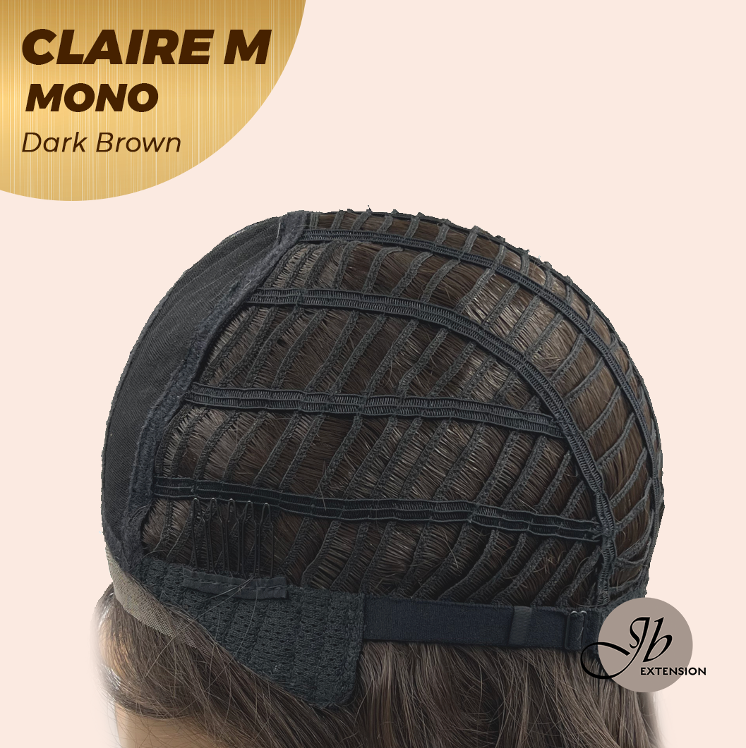 [PRE-ORDER] HOT OF SEASON - CLAIRE MONO DARK BROWN Partial Monofilament Wig 22 Inches Dark Brown Partial Mono Lace Glueless Wig CLAIRE MONO DARK BROWN【BENDY EAR TABS】
