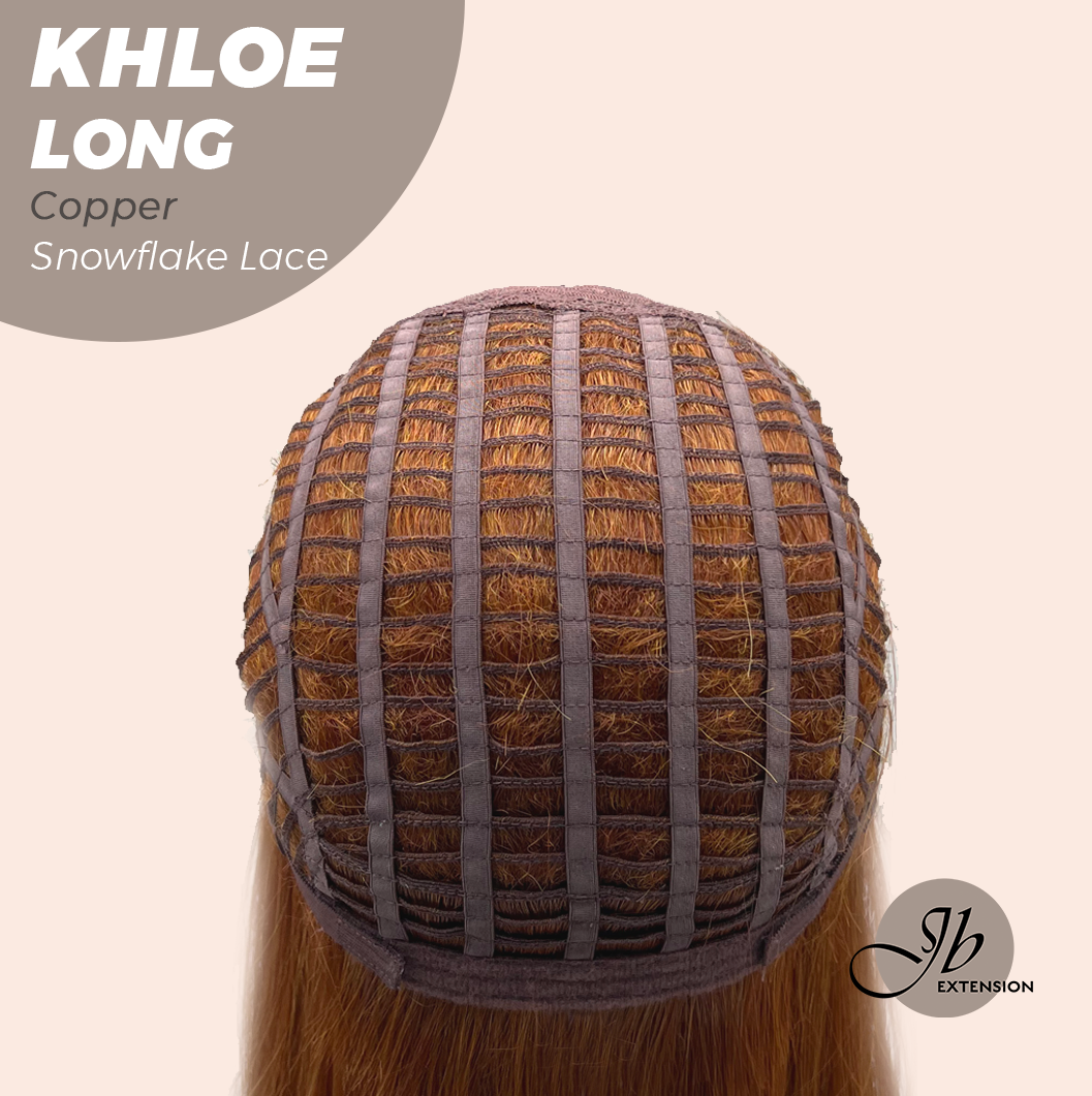 JBEXTENSION 18 Inches Copper Pre-Cut Snowflake Lace Frontlace Glueless Wig KHLOE LONG COPPER【PERMATEASE】【BENDY EAR TABS】
