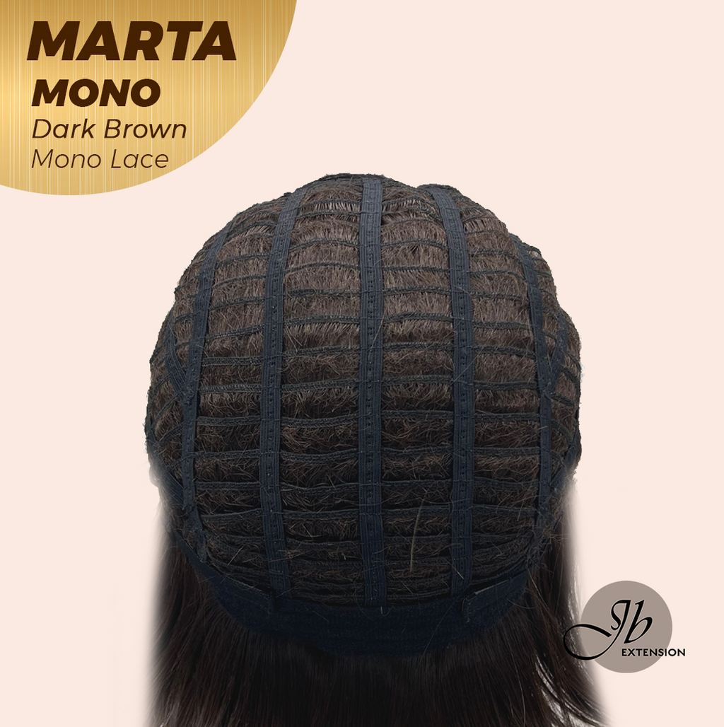 JBEXTENSION MARTA MONO DARK BROWN Monofilament Handmade Wig 6X5 Full Monofilament Hand Tied Top Wig 10 Inches Dark Brown Mono Lace Handmade Futura Fiber Wig With Anti-slip Silicone Strips Glueless Wig MARTA MONO DARK BROWN【BENDY EAR TABS】