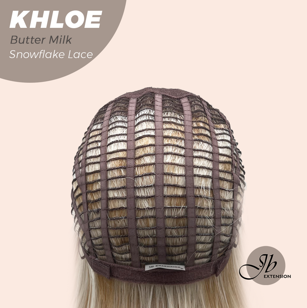 JBEXTENSION 12 Inches Bob Cut Butter Milk Pre-Cut Snowflake Lace Frontlace Glueless Wig KHLOE BUTTER MILK【PERMATEASE】【BENDY EAR TABS】- M/L