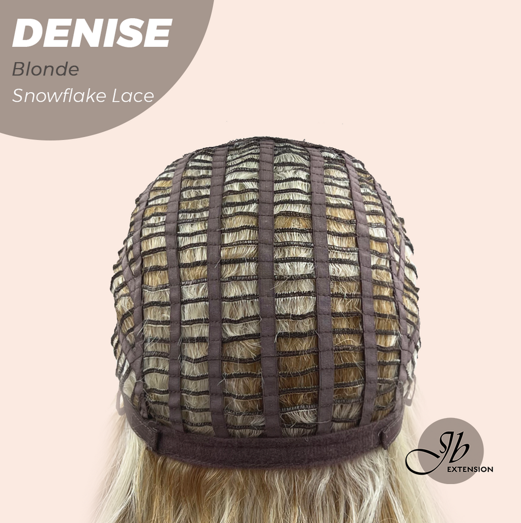 JBEXTENSION 24 Inches Blonde Wave Pre-Cut Snowflake Lace Frontlace Glueless Wig DENISE BLONDE【PERMATEASE】【BENDY EAR TABS】- M/L