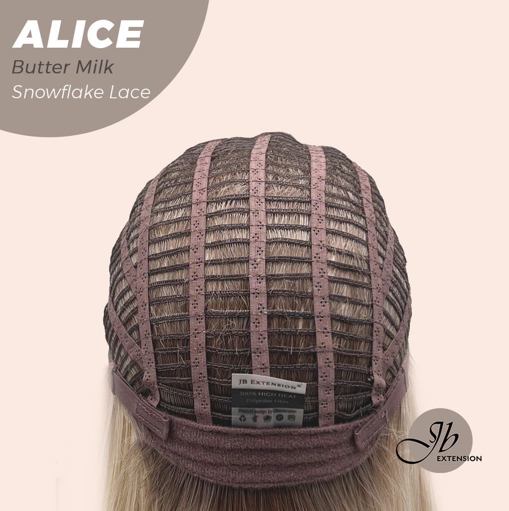 JBEXTENSION 12 Inches Butter Milk Pre-Cut Side Part Snowflake Lace Frontlace Glueless Wig ALICE BUTTER MILK【BENDY EAR TABS】- S/M