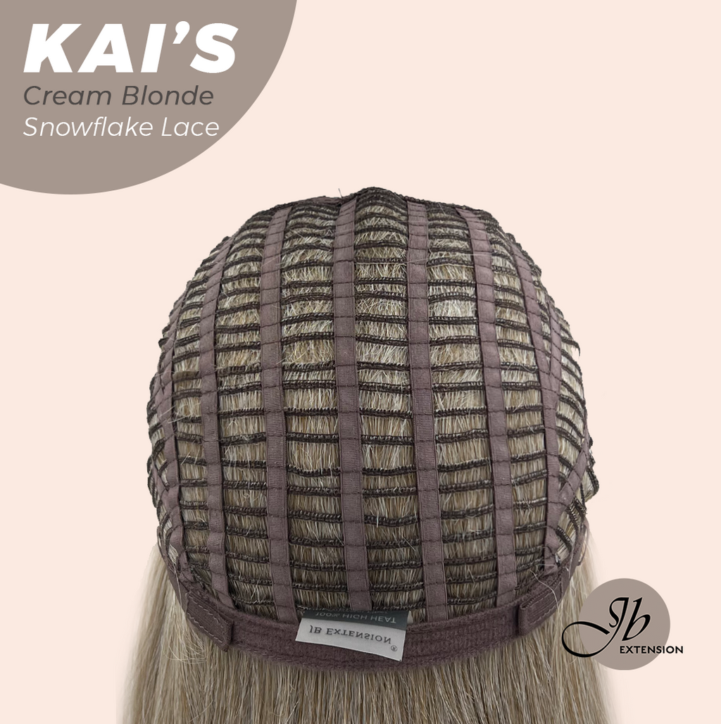 JBEXTENSION 18 Inches Cream Blonde Pre-Cut Snowflake Lace Frontlace Glueless Wig KAI'S CREAM BLONDE【PERMATEASE】【BENDY EAR TABS】