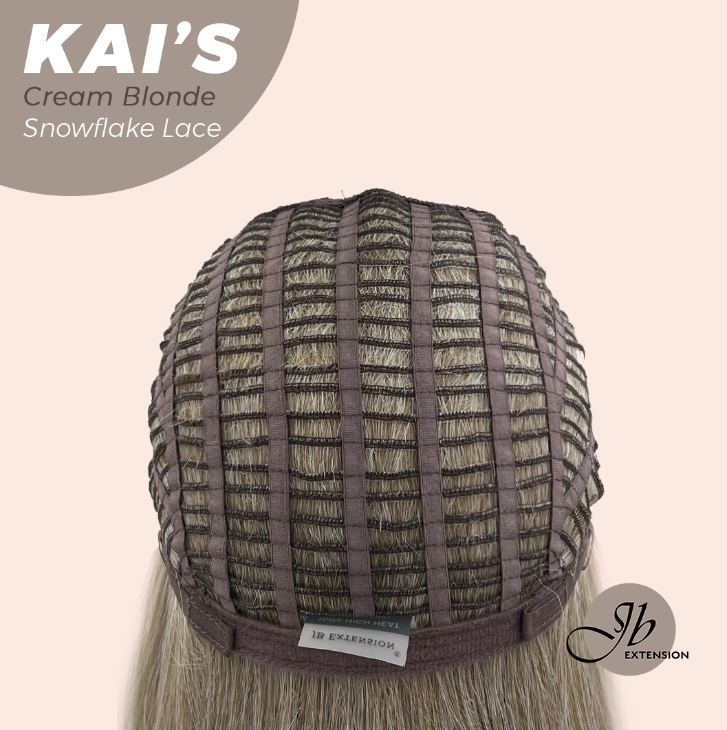JBEXTENSION 18 Inches Cream Blonde Pre-Cut Snowflake Lace Frontlace Glueless Wig KAI'S CREAM BLONDE【PERMATEASE】【BENDY EAR TABS】