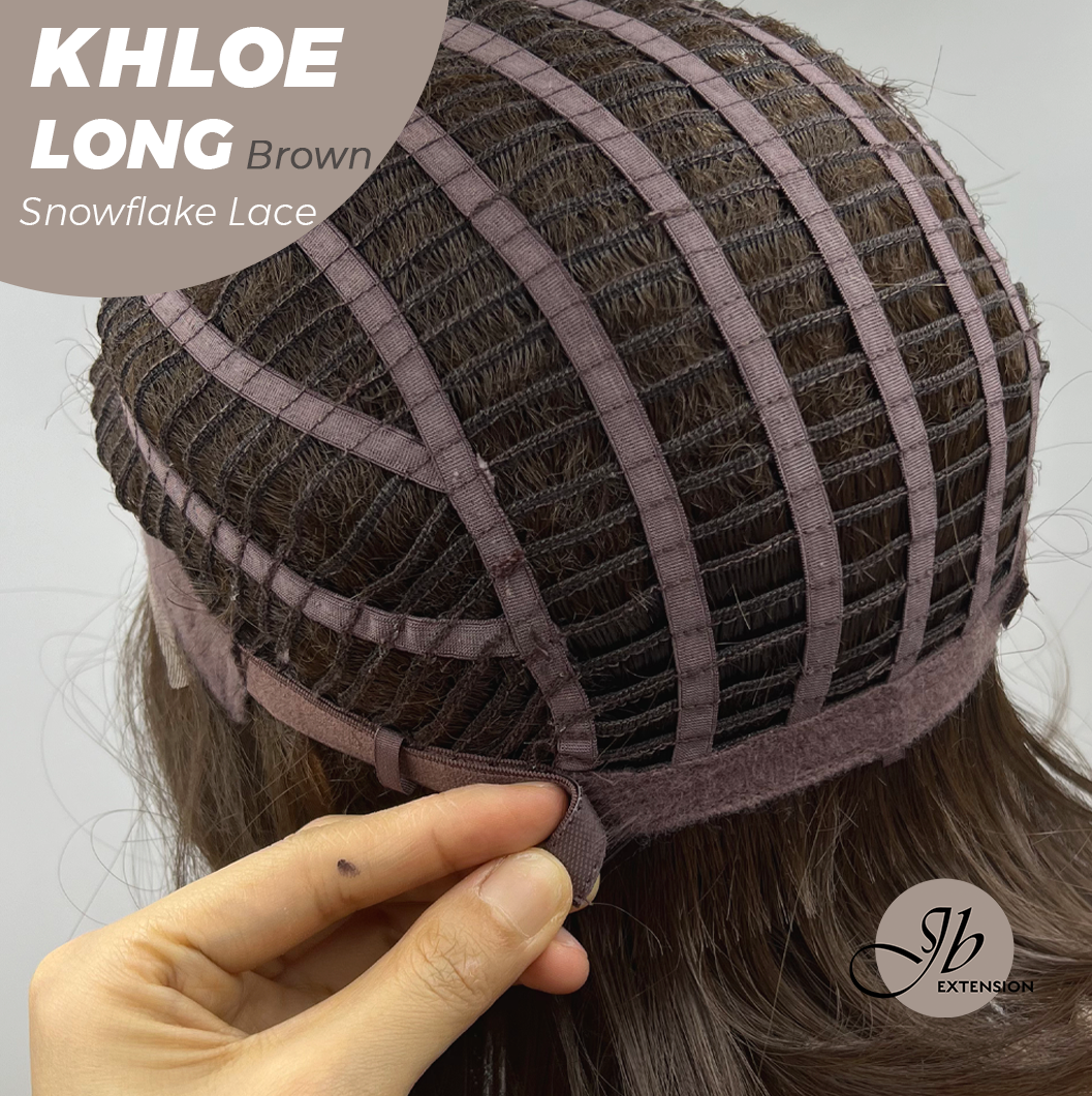 HOT OF SEASON - 18 Inches Brown Pre-Cut Snowflake Lace Frontlace Glueless Wig KHLOE LONG BROWN【PERMATEASE】【BENDY EAR TABS】