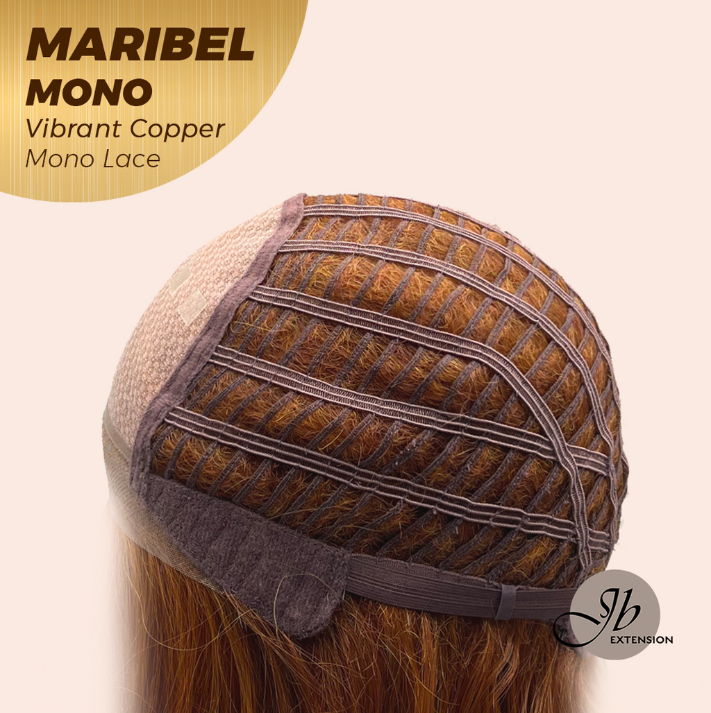 JBEXTENSION MARIBEL MONO VIBRANT COPPER Monofilament Handmade Wig 6X5 Full Monofilament Hand Tied Top Wig 16 Inches Vibrant Copper Wave Mono Lace Wig With Anti-slip Silicone Strips Glueless Wig MARIBEL MONO VIBRANT COPPER【BENDY EAR TABS】