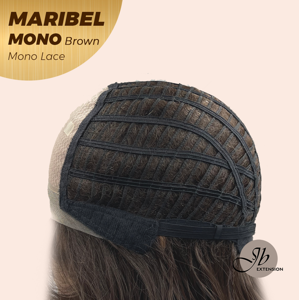 JBEXTENSION MARIBEL MONO Monofilament Handmade Wig 6X5 Full Monofilament Hand Tied Top Wig 16 Inches Brown Wave Mono Lace Wig With Anti-slip Silicone Strips Glueless Wig MARIBEL MONO BROWN【BENDY EAR TABS】