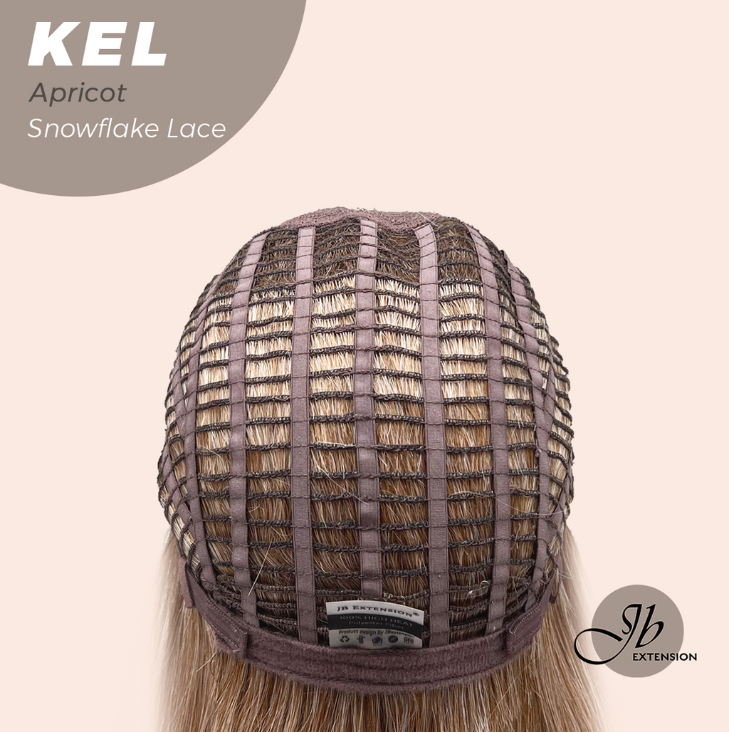 JBEXTENSION 22 Inches Apricot Pre-Cut Snowflake Lace Frontlace Glueless Wig KEL APRICOT【PERMATEASE】【BENDY EAR TABS】- M/L
