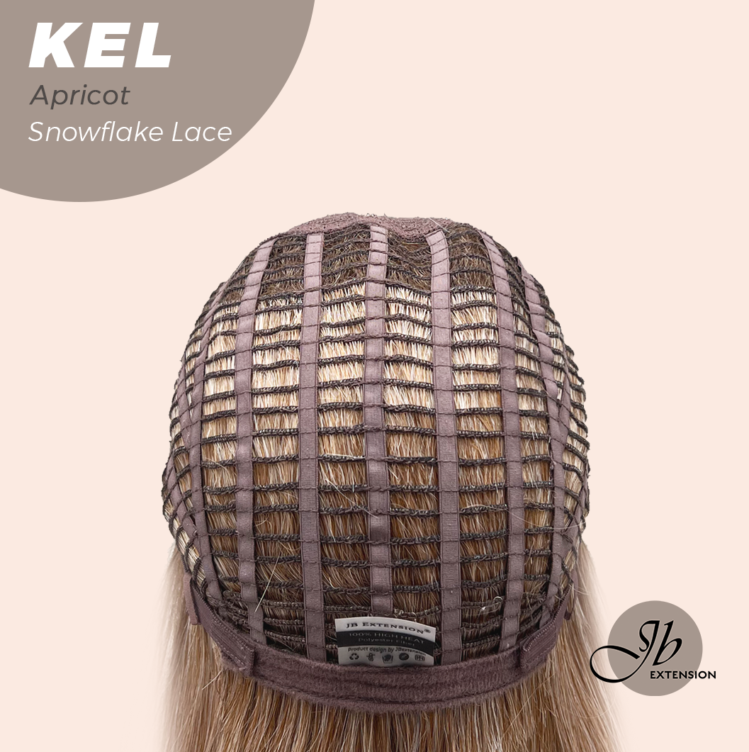 JBEXTENSION 22 Inches Apricot Pre-Cut Snowflake Lace Frontlace Glueless Wig KEL APRICOT【PERMATEASE】【BENDY EAR TABS】- M/L