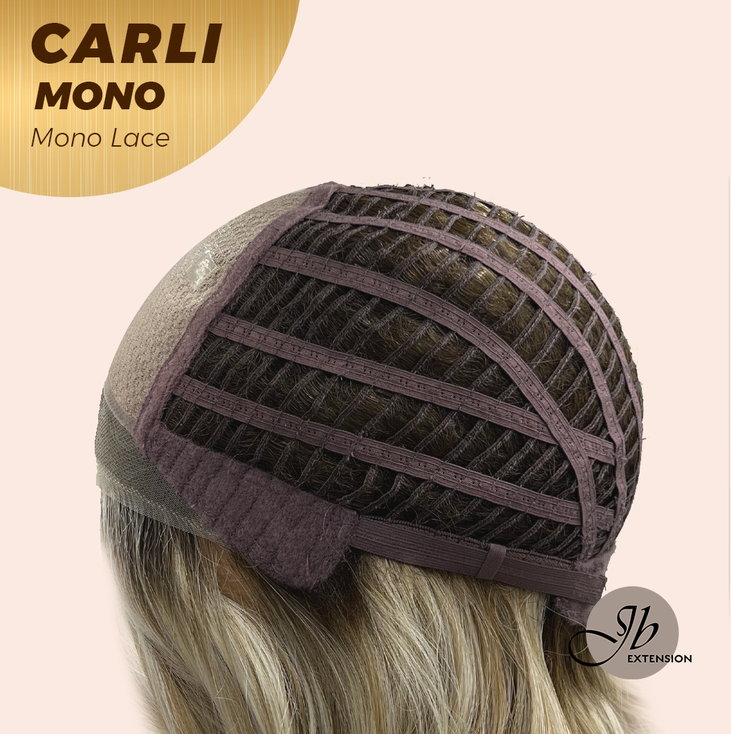 JBEXTENSION CARLI MONO Monofilament Handmade Wig 6X5 Full Monofilament Hand Tied Top Wig 14 Inches Mix Blonde Wave Mono Lace Wig With Anti-slip Silicone Strips Glueless Wig CARLI MONO【BENDY EAR TABS】