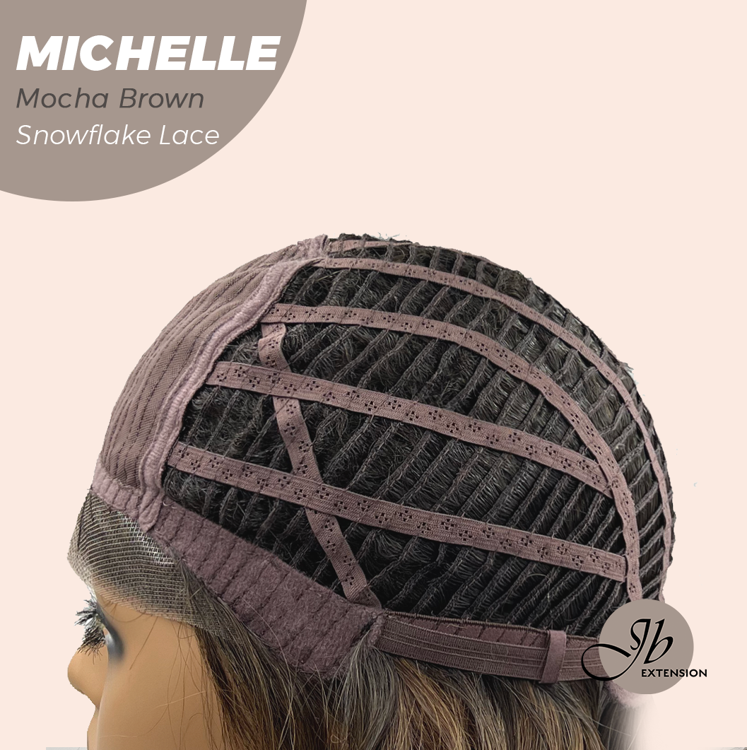 JBEXTENSION 10 Inches Mocha Brown Pre-Cut Side Part Snowflake Lace Frontlace Glueless Wig MICHELLE MOCHA BROWN【BENDY EAR TABS】