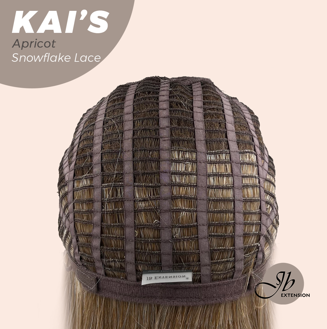 JBEXTENSION 18 Inches Apricot Pre-Cut Snowflake Lace Frontlace Glueless Wig KAI'S APRICOT【PERMATEASE】【BENDY EAR TABS】