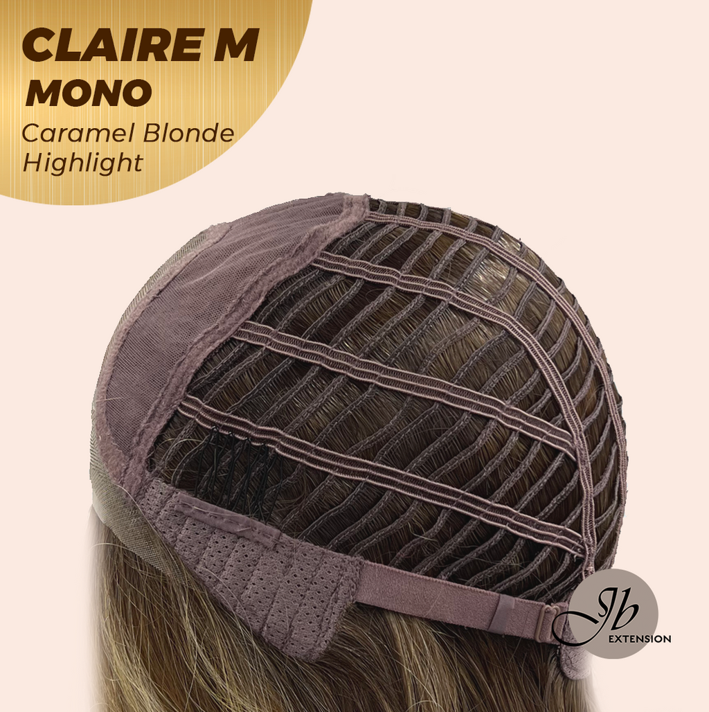 HOT OF SEASON - JBEXTENSION CLAIRE MONO CARAMEL BLONDE HIGHLIGHT Partial Monofilament Wig 22 Inches Caramel Blonde Highlight Partial Mono Lace Glueless Wig CLAIRE MONO CARAMEL BLONDE HIGHLIGHT【BENDY EAR TABS】