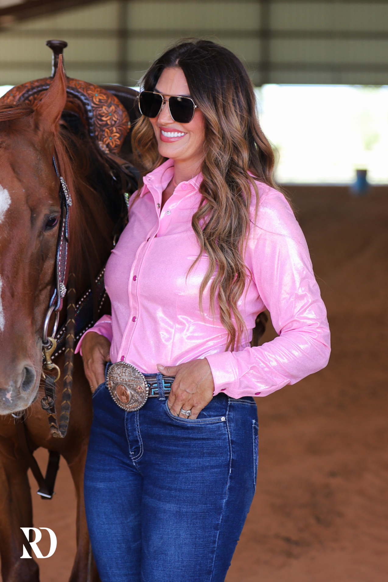 PETAL PINK SPARKLE PERFORMANCE RODEO SHIRT